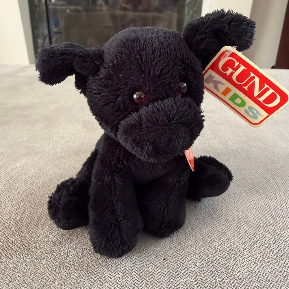 intage GUND Kids Black Puppy Plush 5" Interactive Sound Toy Working w/ Tags